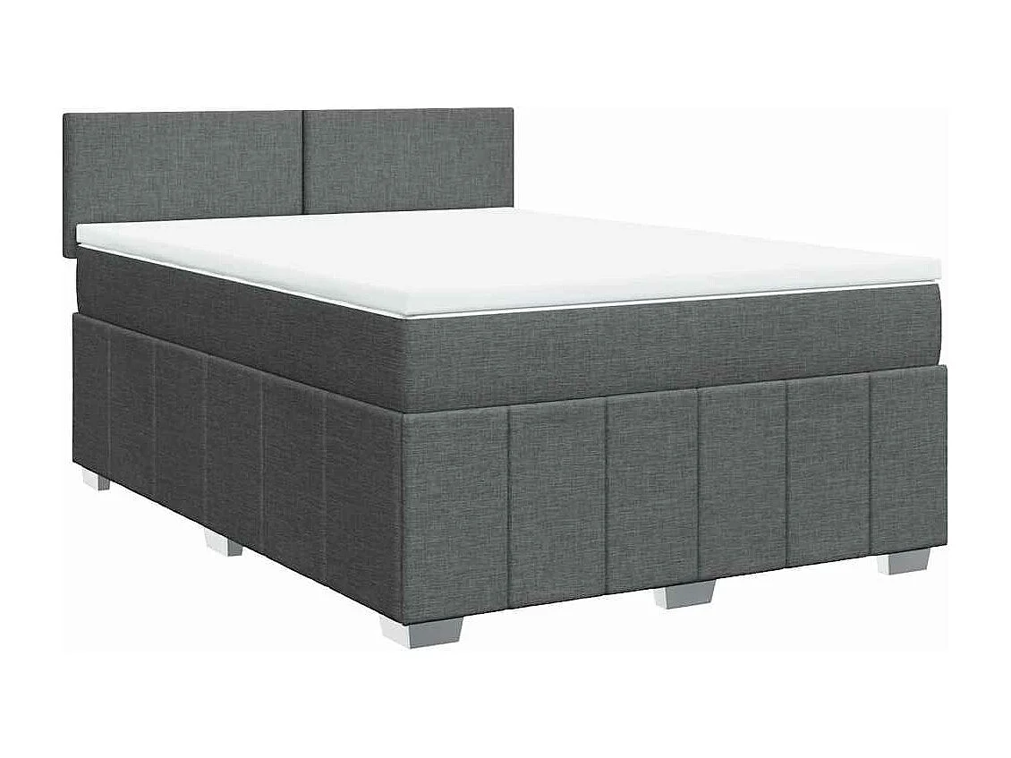 Cama box spring con colchón tela gris oscuro 140x190 cm