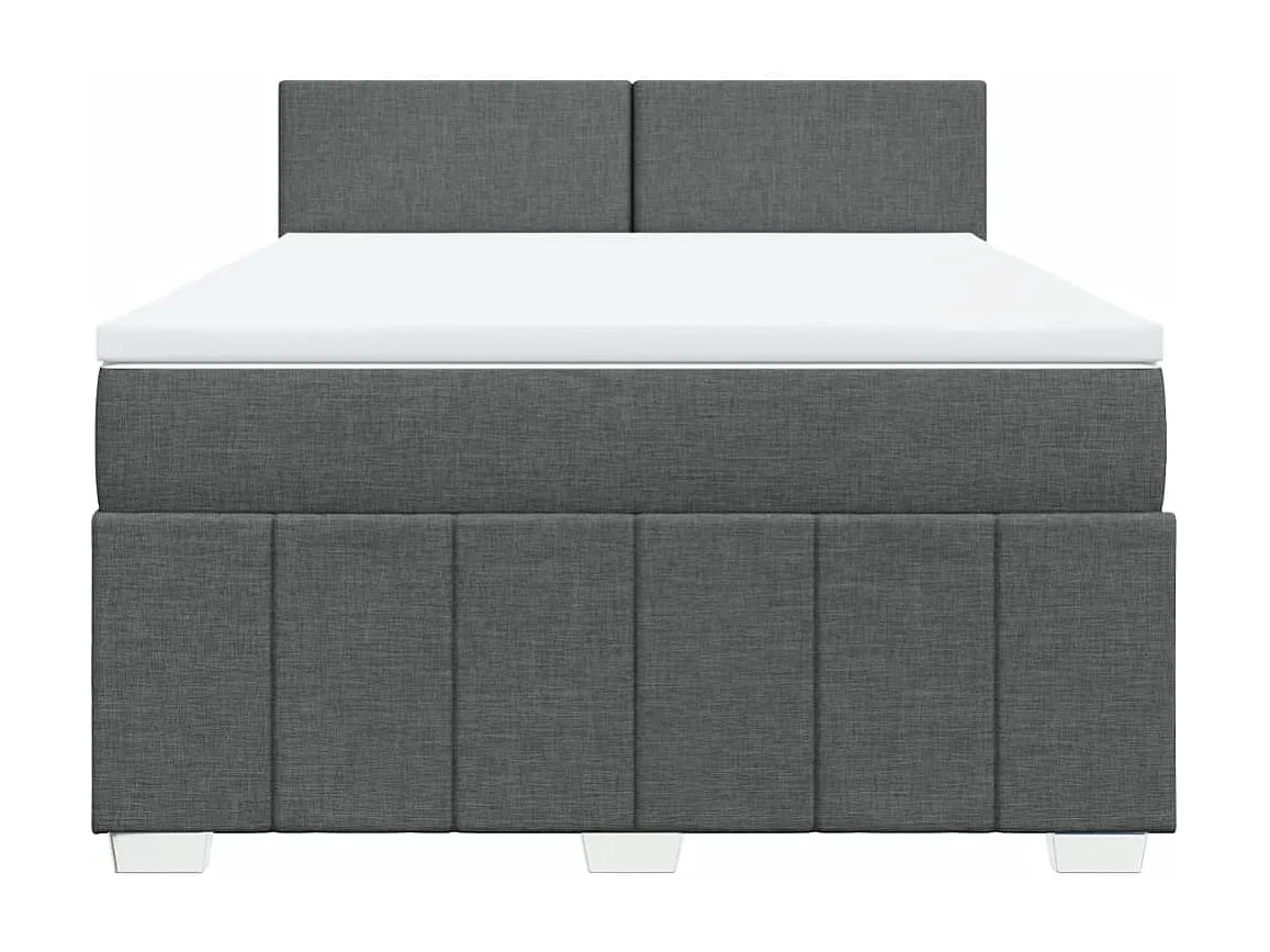Cama box spring con colchón tela gris oscuro 140x190 cm
