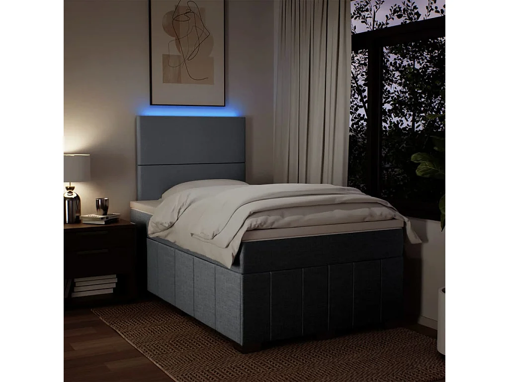 Sommier à lattes de lit avec matelas Gris clair 120x200cm Tissu