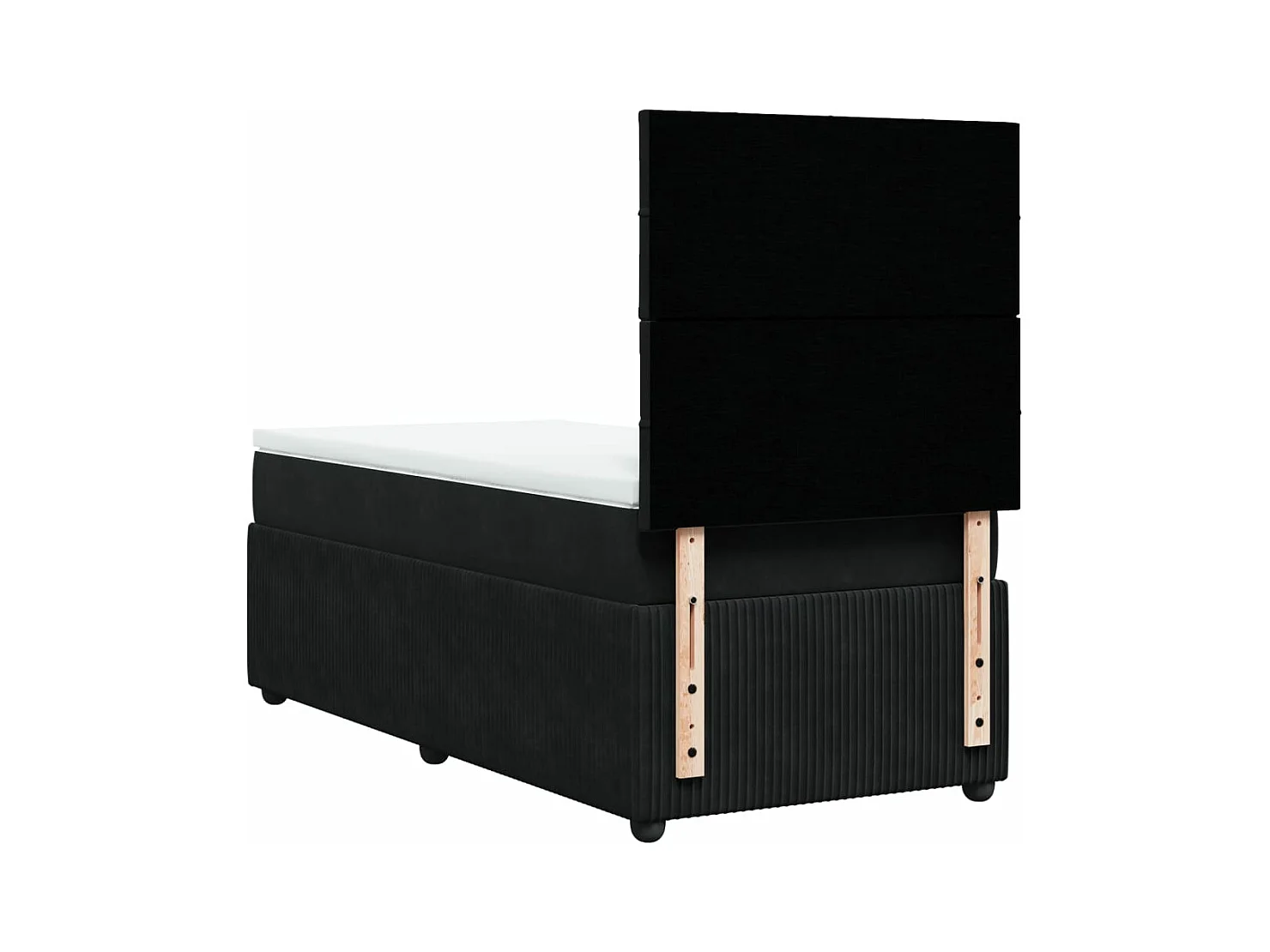 Cama box spring con colchón terciopelo negro 80x200 cm