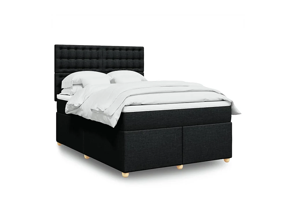 Sommier à lattes de lit avec matelas Noir 140x200 cm Tissu