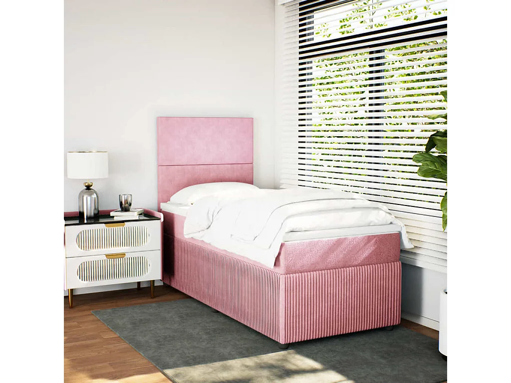 Cama com molas/colchão 90x200 cm veludo rosa