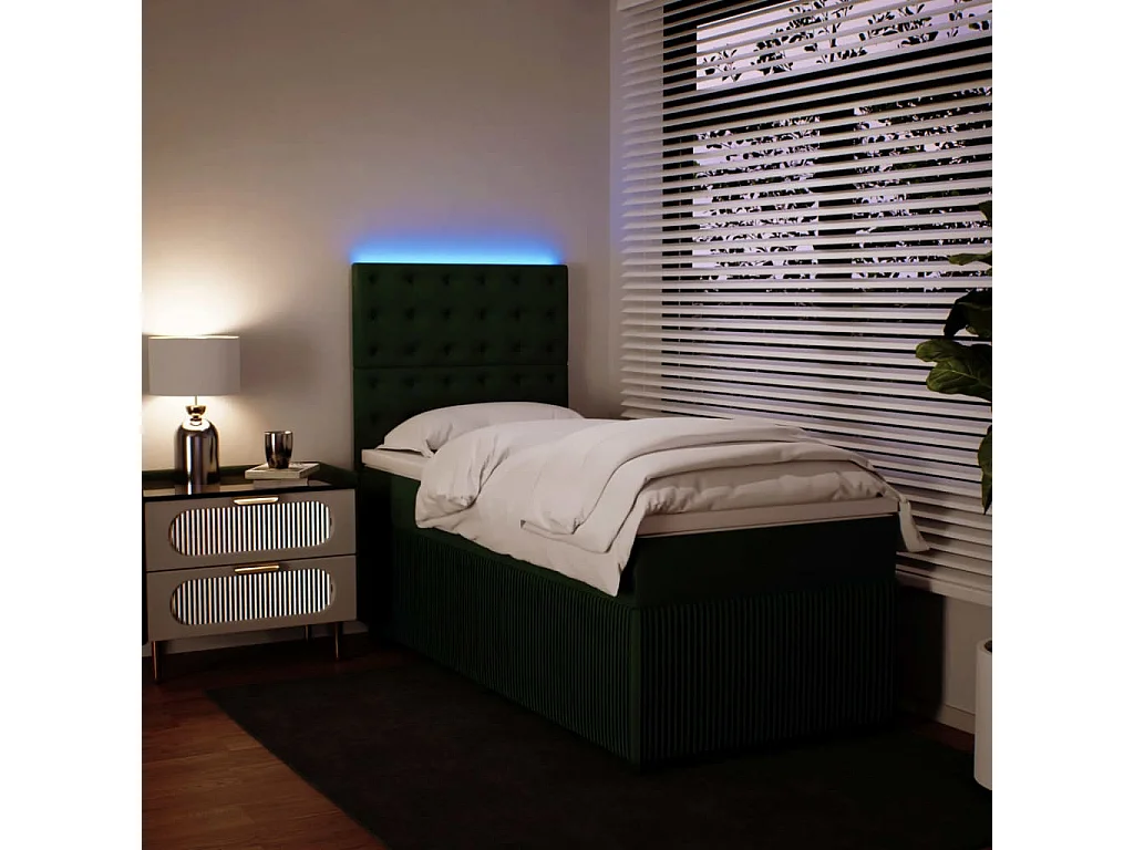 Sommier à lattes de lit et matelas Vert foncé 80x200 cm Velours