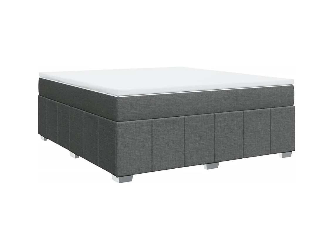 Cama box spring con colchón tela gris oscuro 180x200 cm