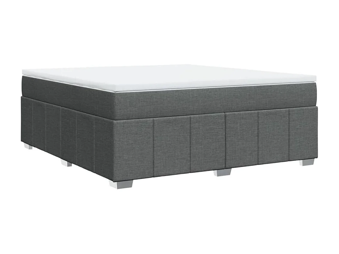 Cama box spring con colchón tela gris oscuro 180x200 cm