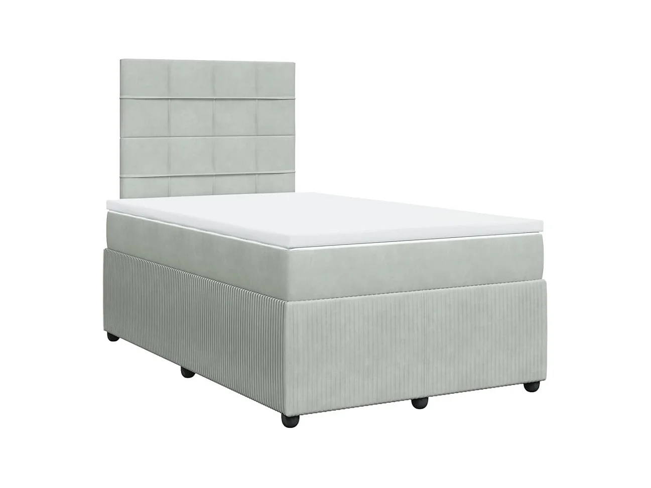 Cama boxspring com colchão 120x190 cm veludo cinzento-claro
