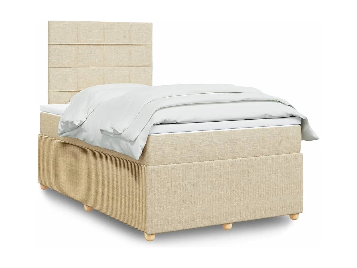 Cama boxspring com colchão 120x190 cm tecido cor creme
