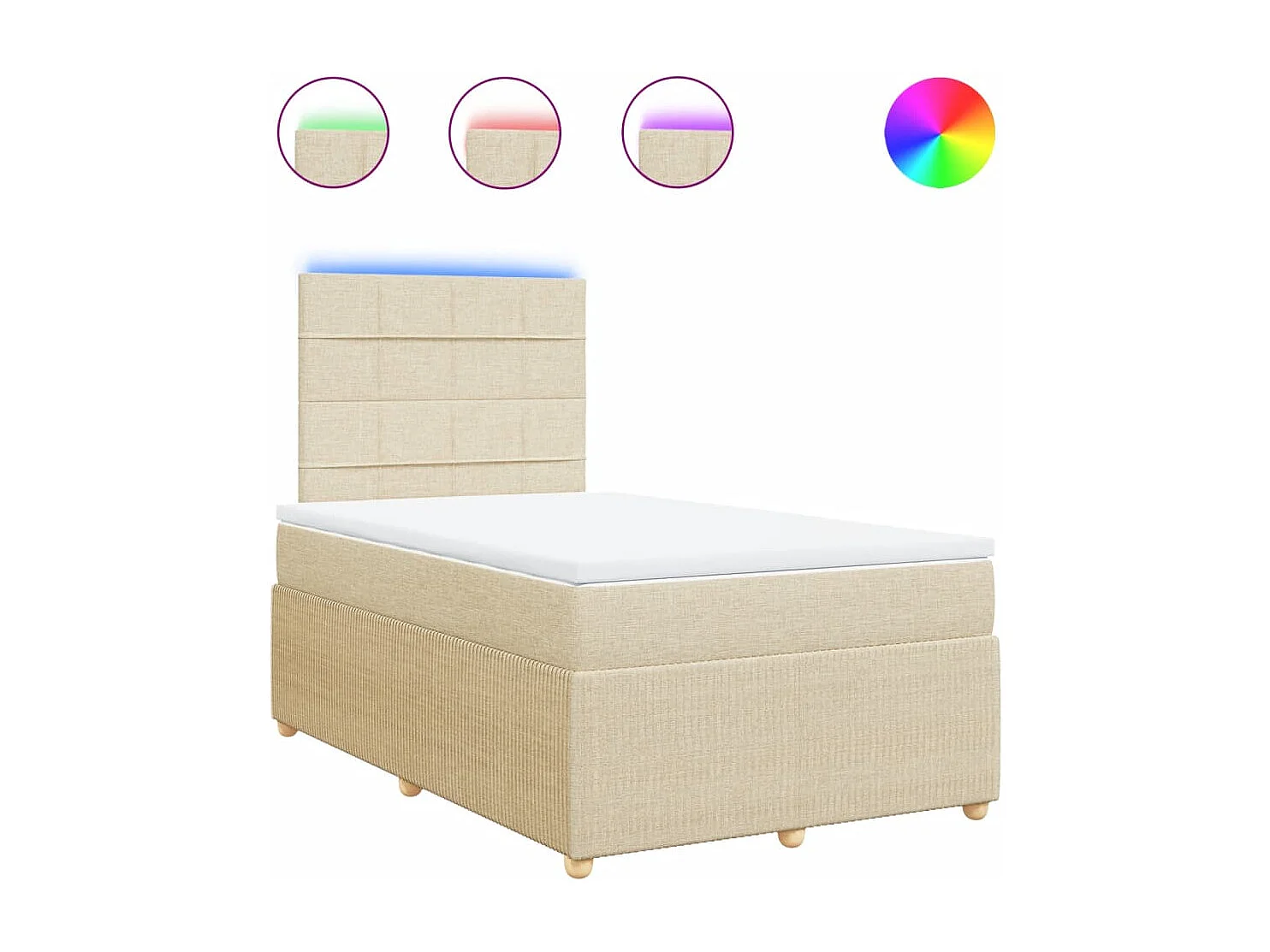 Cama boxspring com colchão 120x190 cm tecido cor creme