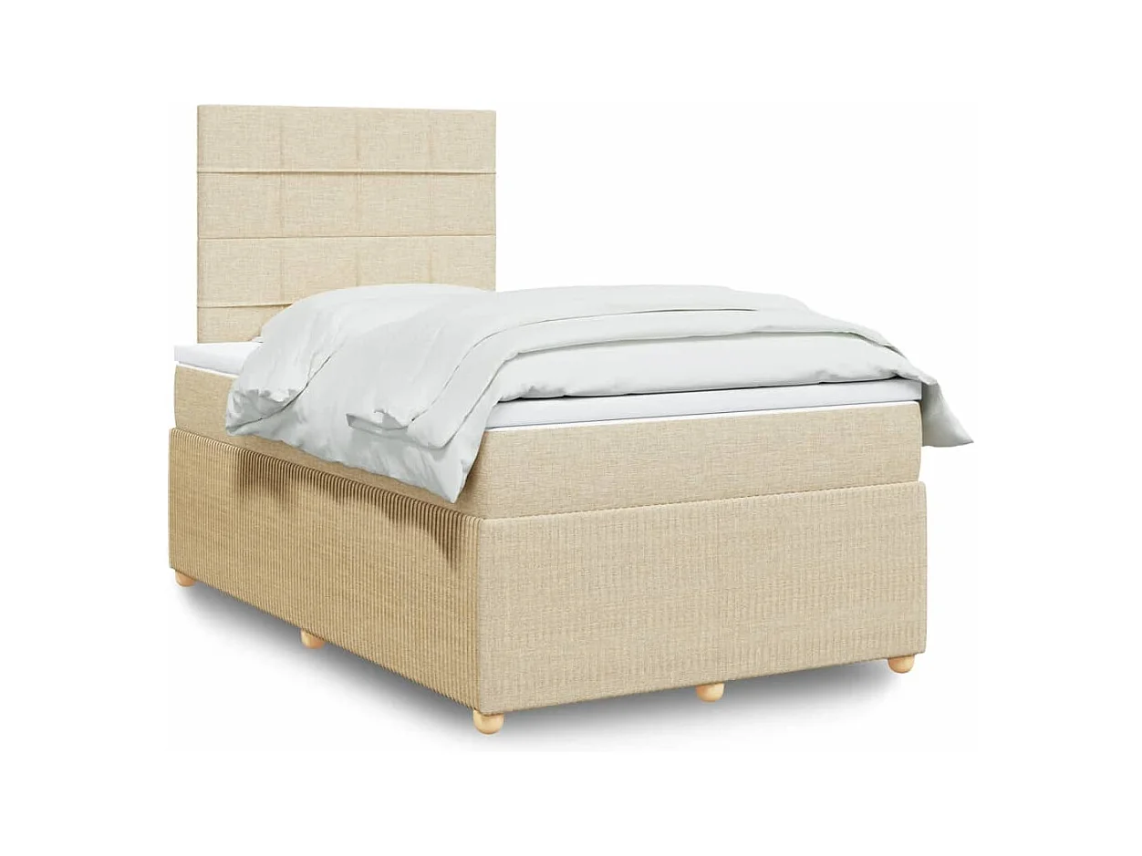 Sommier à lattes de lit avec matelas crème 120x190 cm tissu