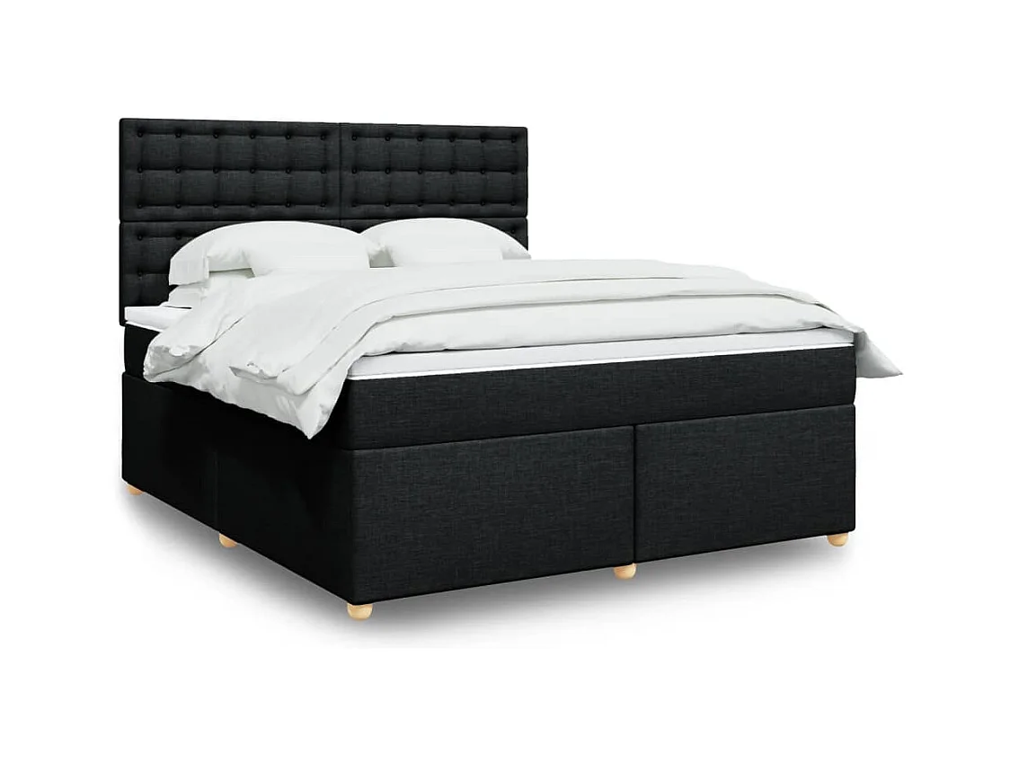 Boxspring met matras stof zwart 180x200 cm