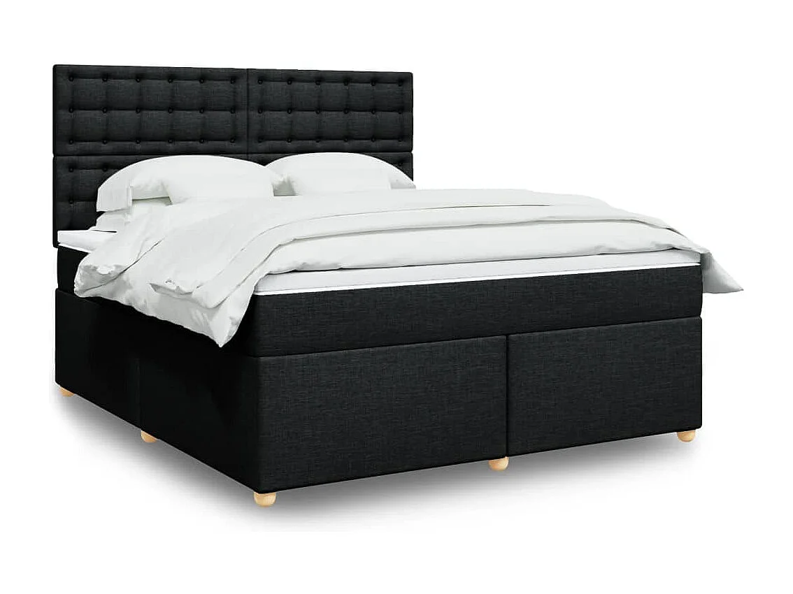 Cama com molas/colchão 180x200 cm tecido preto