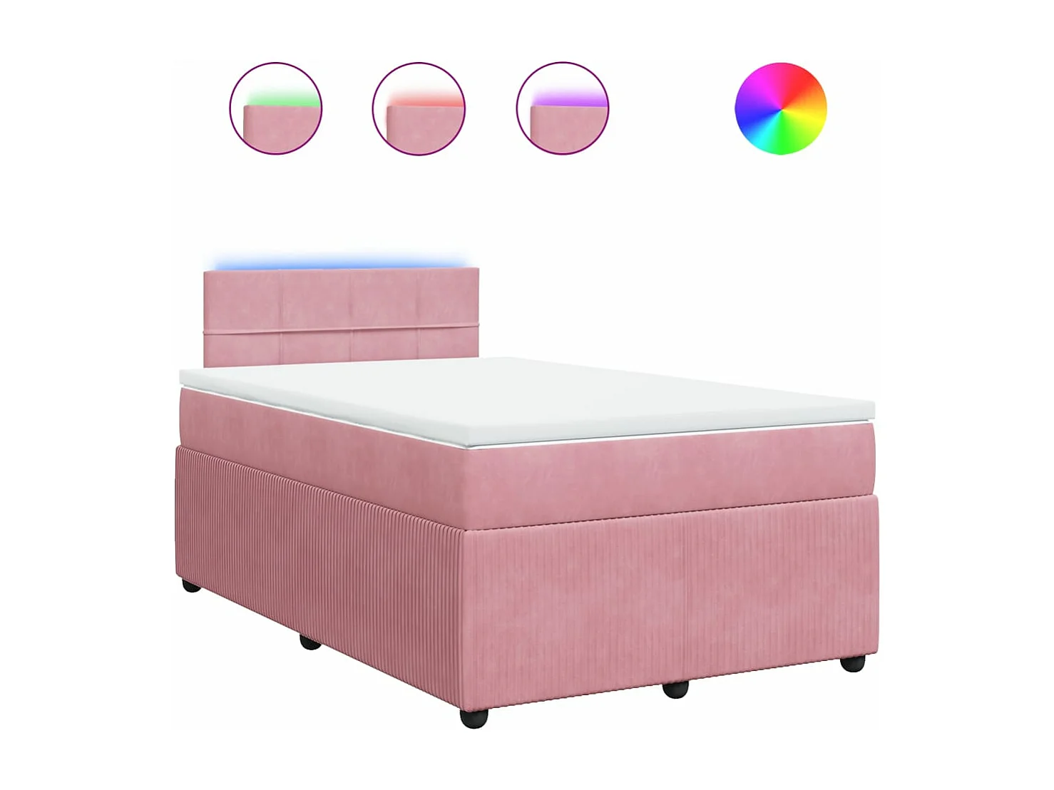 Cama box spring con colchón terciopelo rosa 120x200 cm