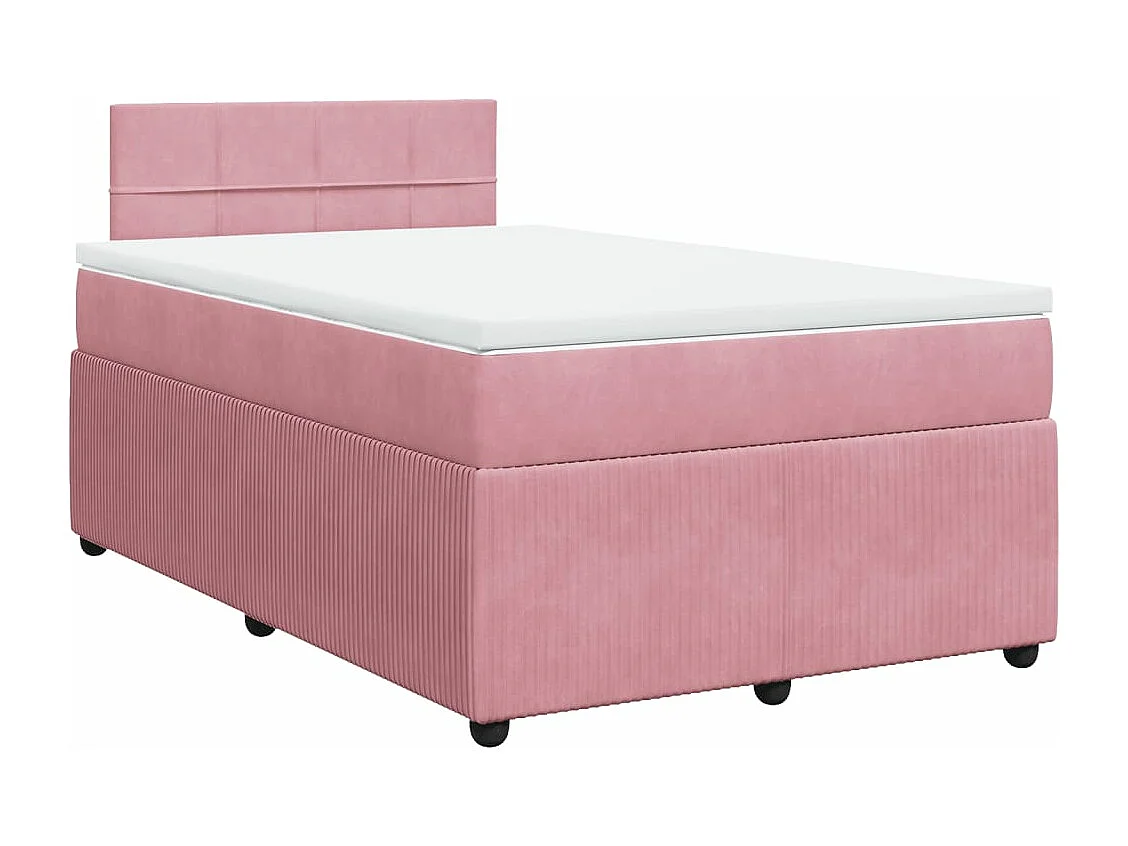 Cama box spring con colchón terciopelo rosa 120x200 cm