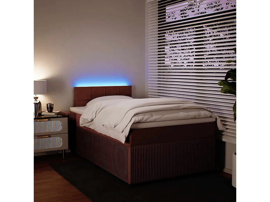 Cama box spring con colchón terciopelo rosa 120x200 cm