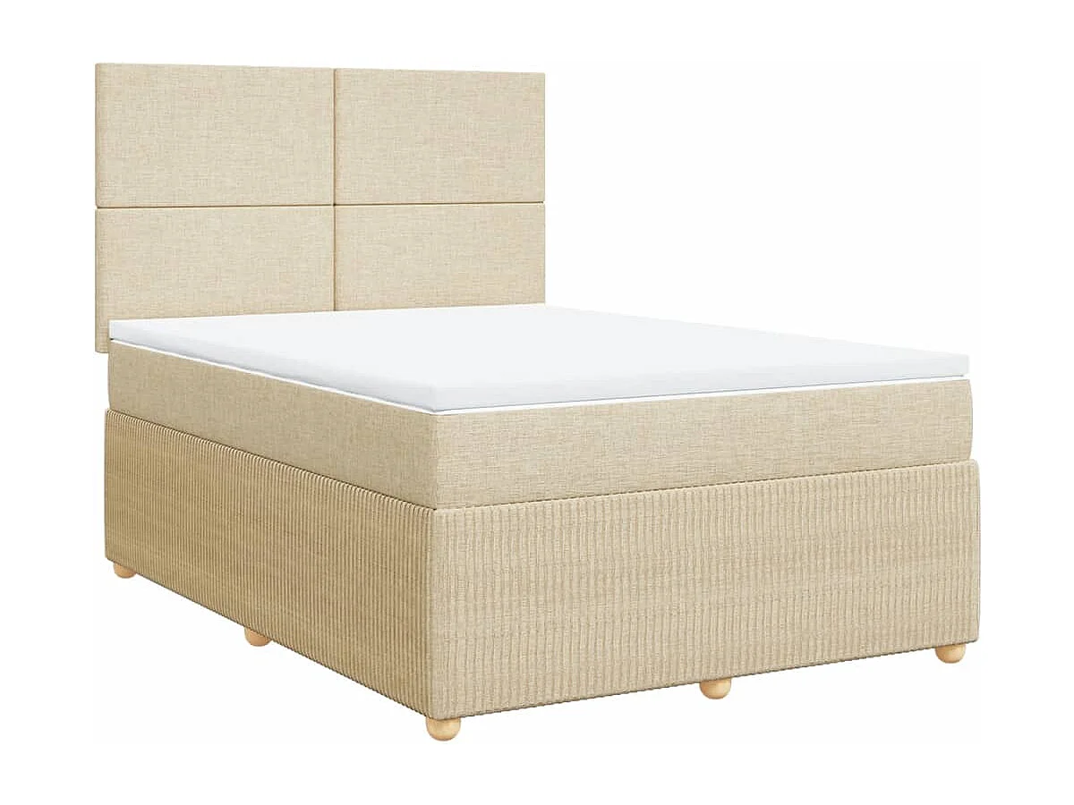 Sommier à lattes de lit avec matelas Crème 140x190 cm Tissu