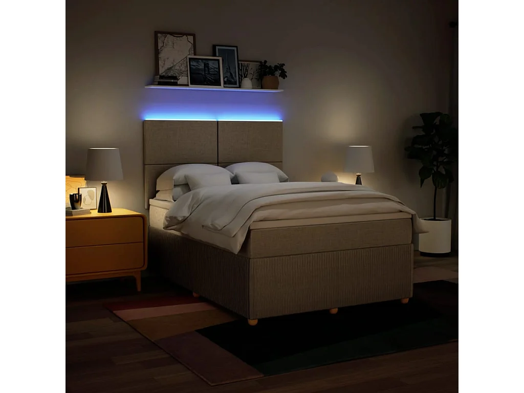 Sommier à lattes de lit avec matelas Crème 140x190 cm Tissu