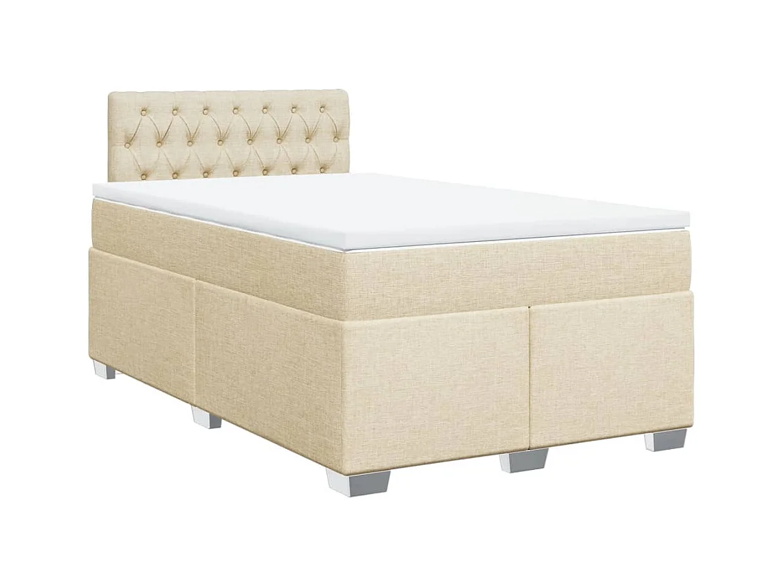 Sommier à lattes de lit avec matelas crème 120x190 cm tissu