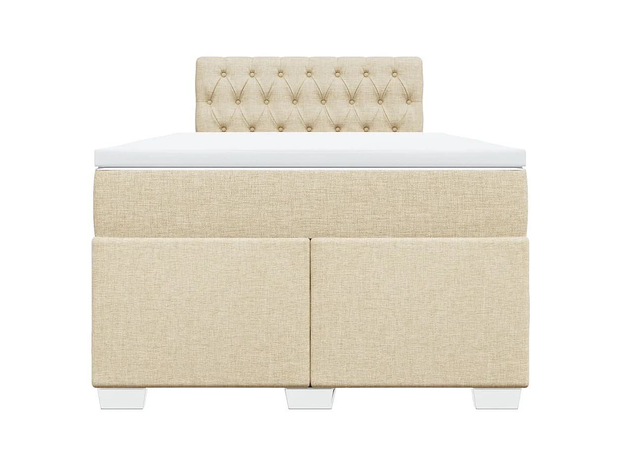 Sommier à lattes de lit avec matelas crème 120x190 cm tissu