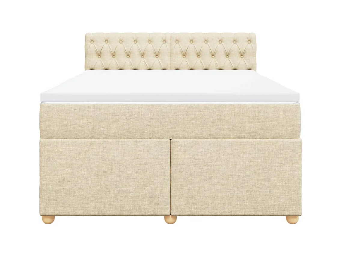 Sommier à lattes de lit avec matelas Crème 140x200 cm Tissu