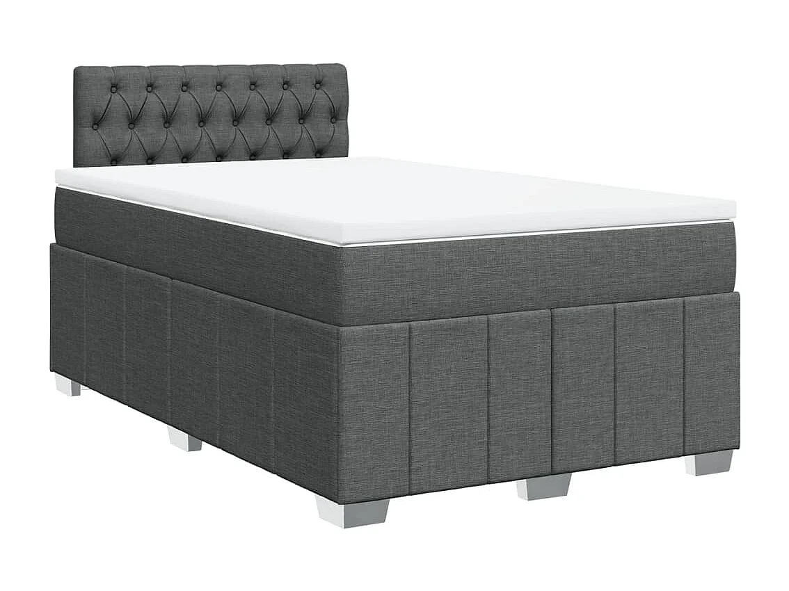 Cama boxspring com colchão 120x190 cm tecido cinzento-escuro