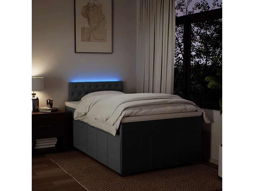 Cama boxspring com colchão 120x190 cm tecido cinzento-escuro