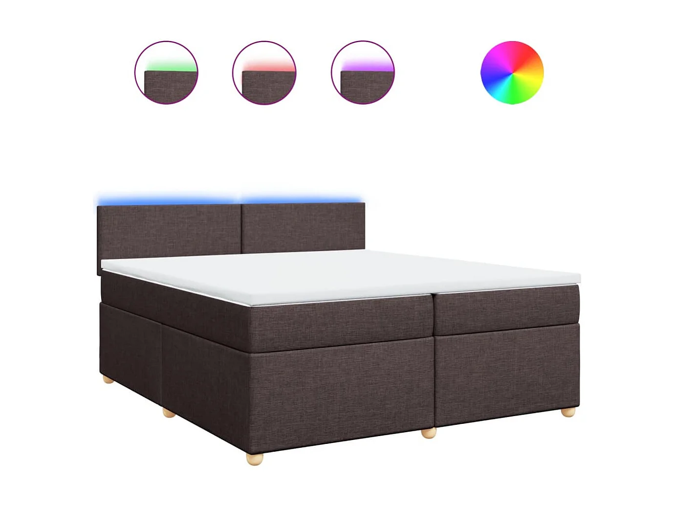 Cama box spring con colchón tela marrón oscuro 200x200 cm