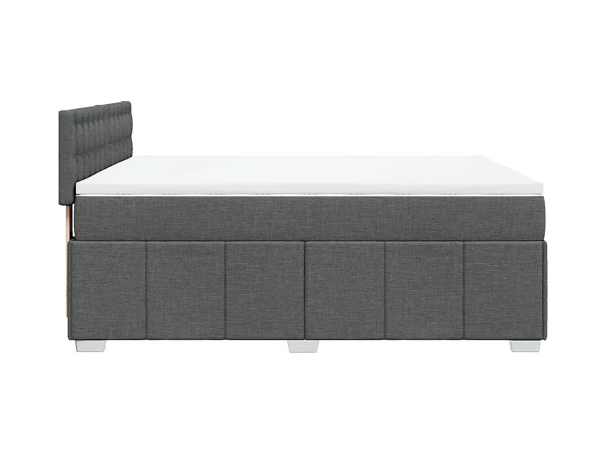 Cama box spring con colchón tela gris oscuro 140x200 cm