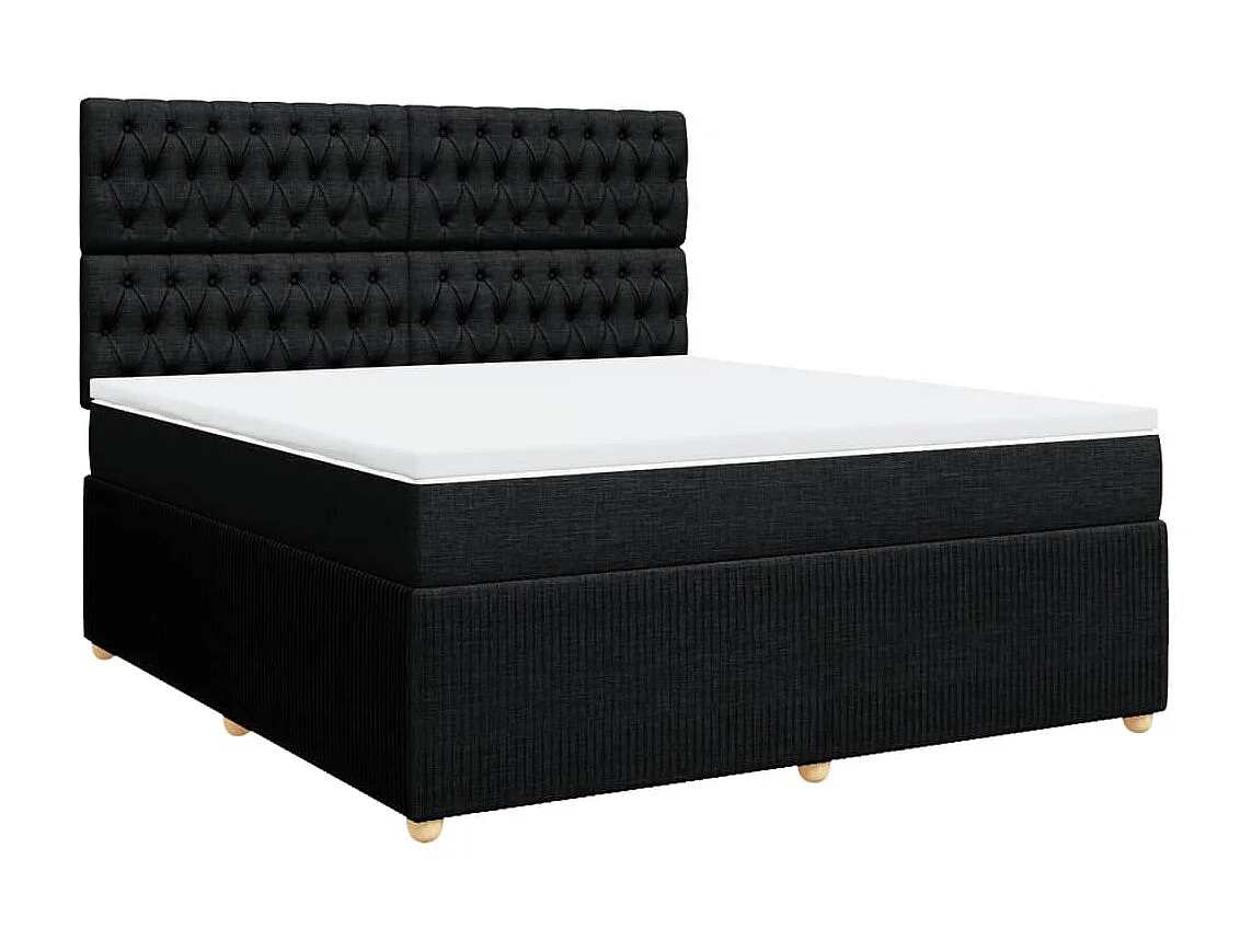 Cama box spring con colchón tela negro 180x200 cm