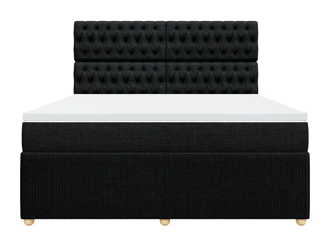 Cama box spring con colchón tela negro 180x200 cm