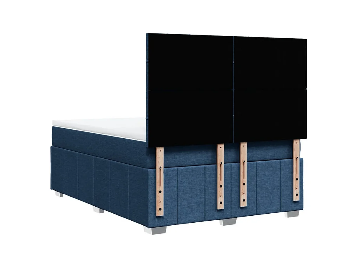 Cama box spring con colchón tela azul 140x200 cm