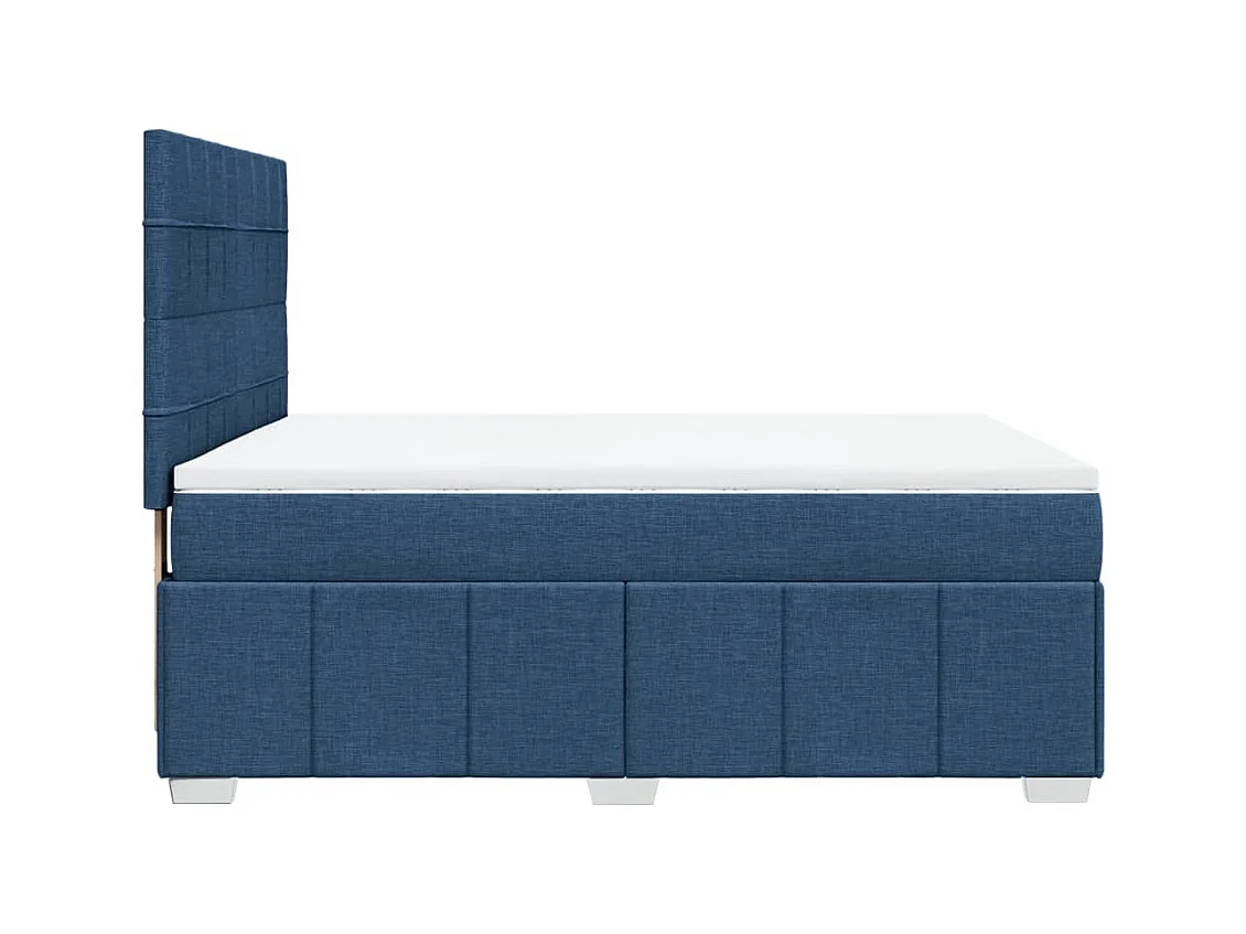 Cama box spring con colchón tela azul 140x200 cm