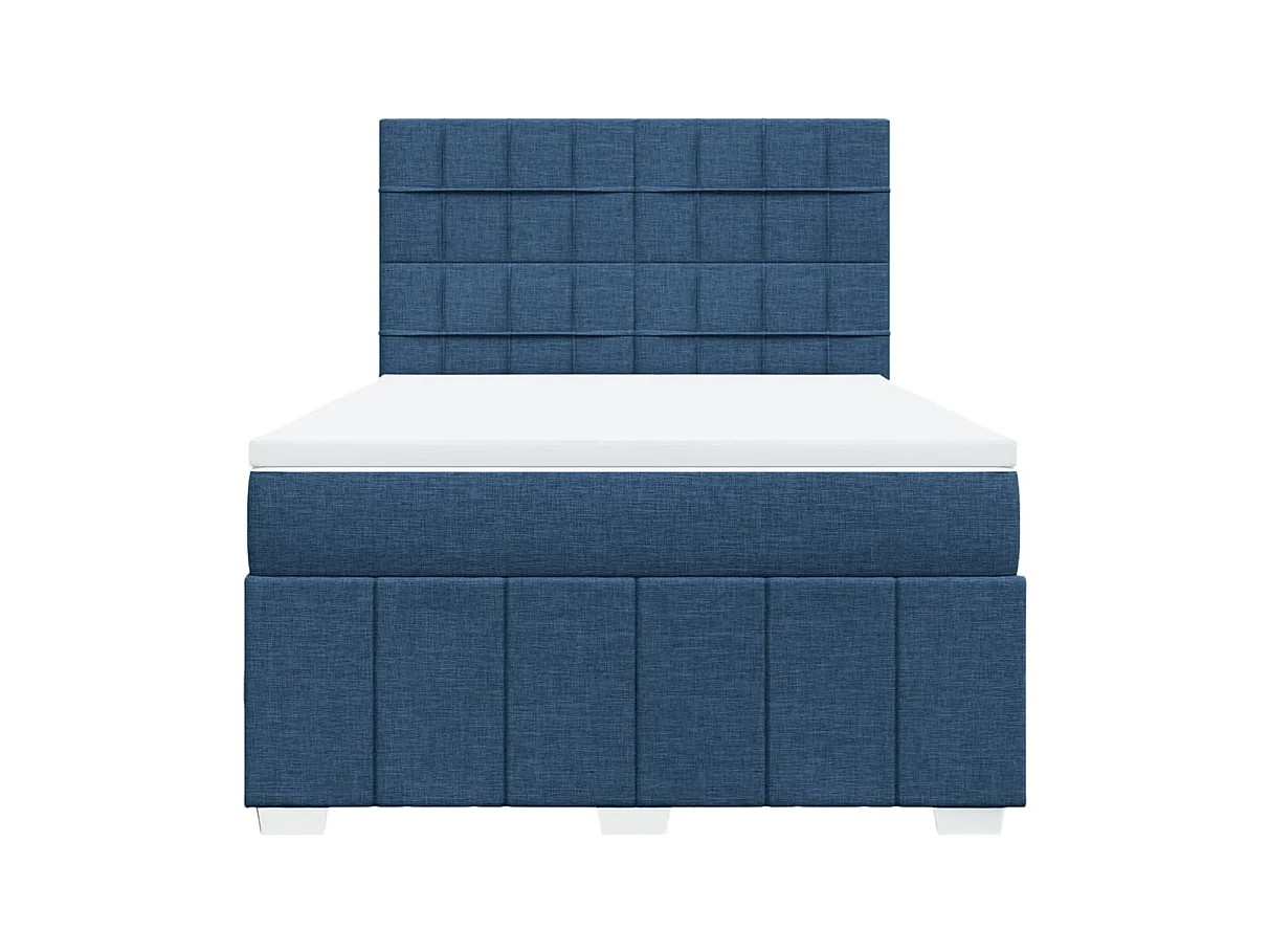 Cama box spring con colchón tela azul 140x200 cm