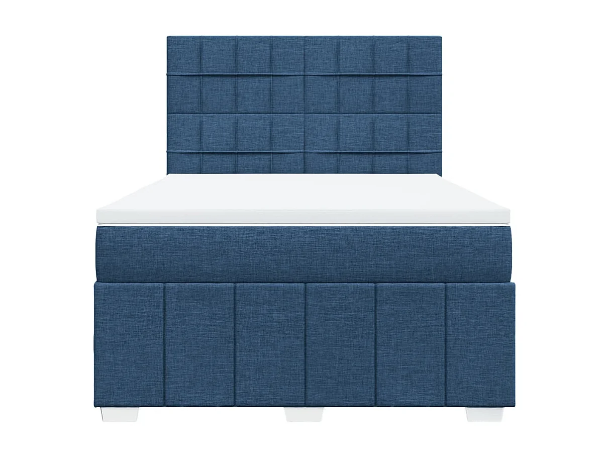 Cama box spring con colchón tela azul 140x200 cm