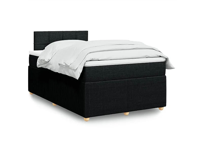 Cama boxspring com colchão 120x190 cm tecido preto