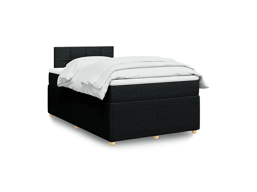 Cama box spring con colchón tela negro 120x190 cm