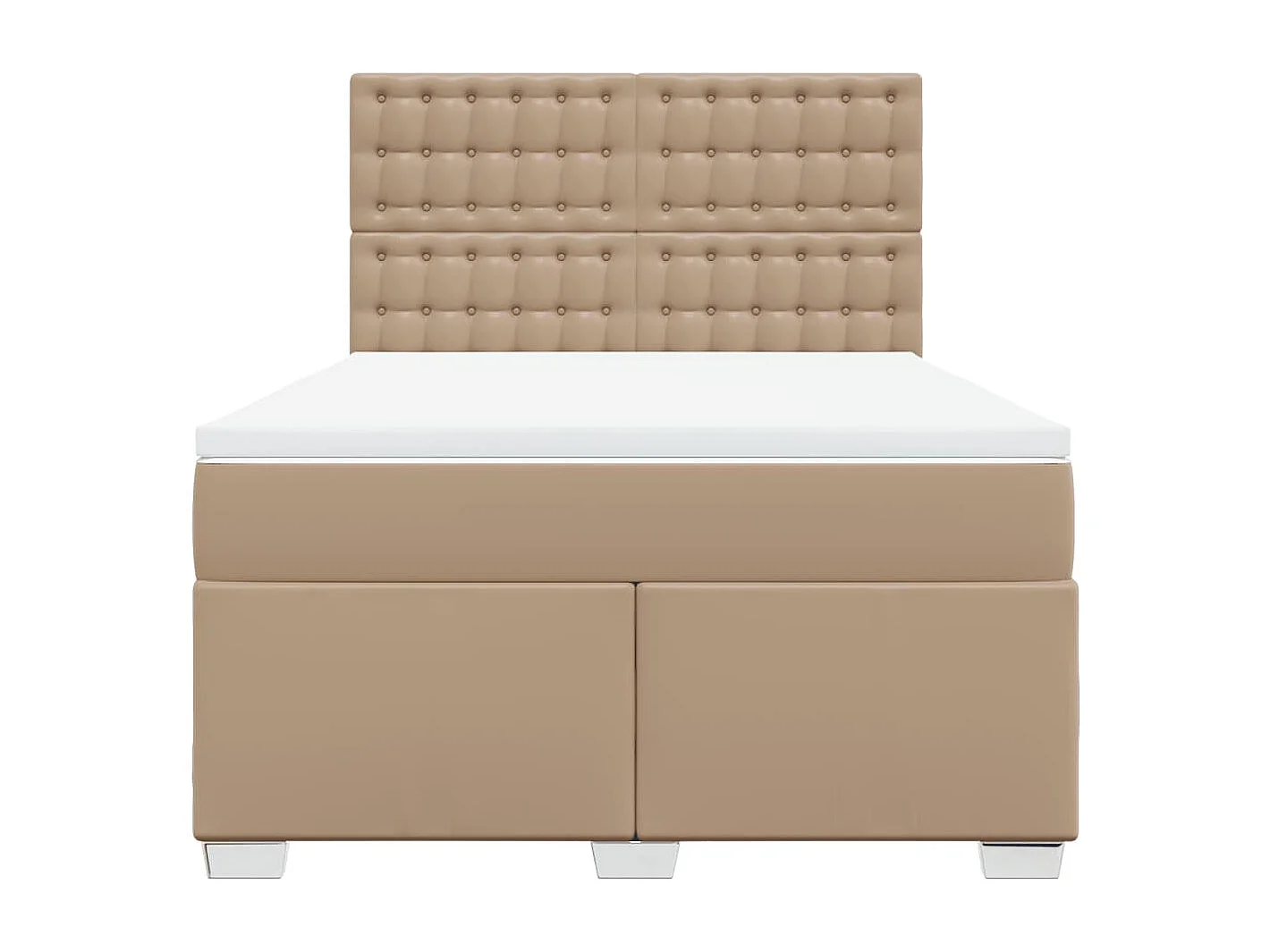 Cama box spring con colchón cuero sintético capuchino 160x200cm