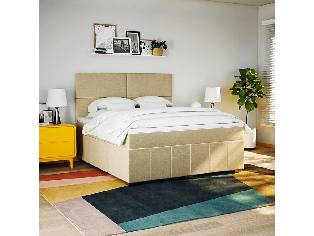 Cama com molas/colchão 180x200 cm tecido cor creme