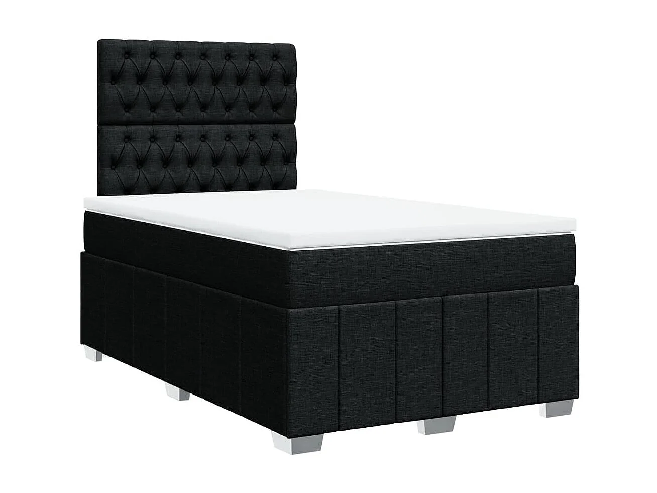 Sommier à lattes de lit avec matelas noir 120x190 cm tissu