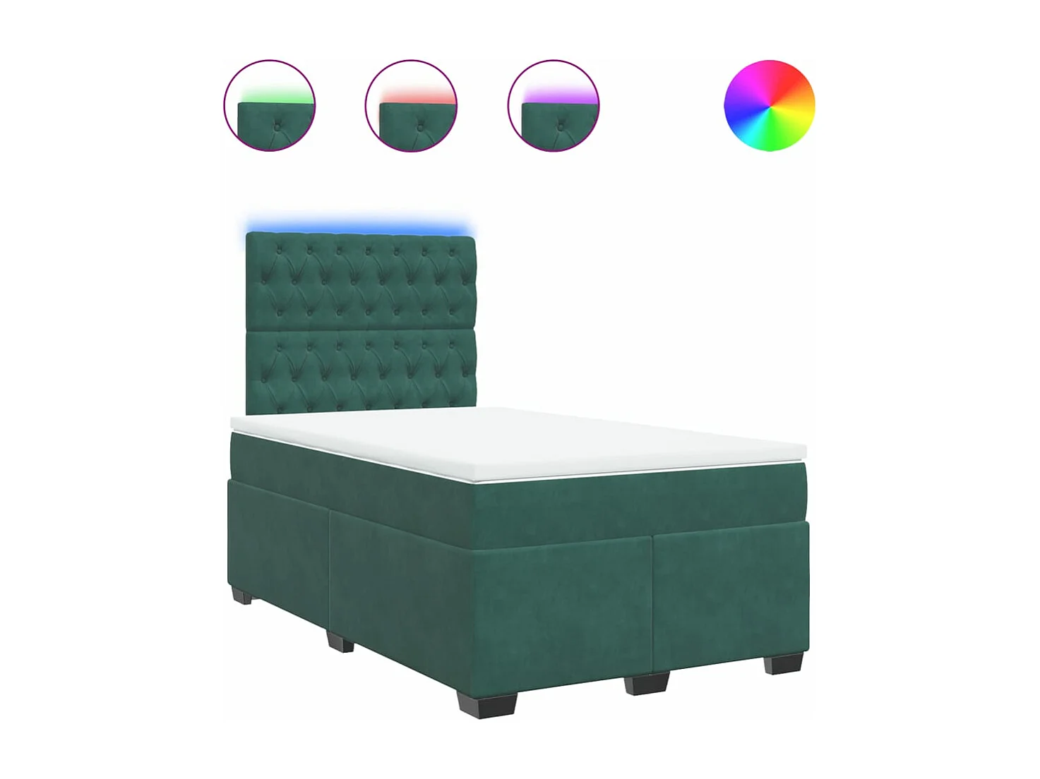 Cama box spring con colchón terciopelo verde oscuro 120x200 cm