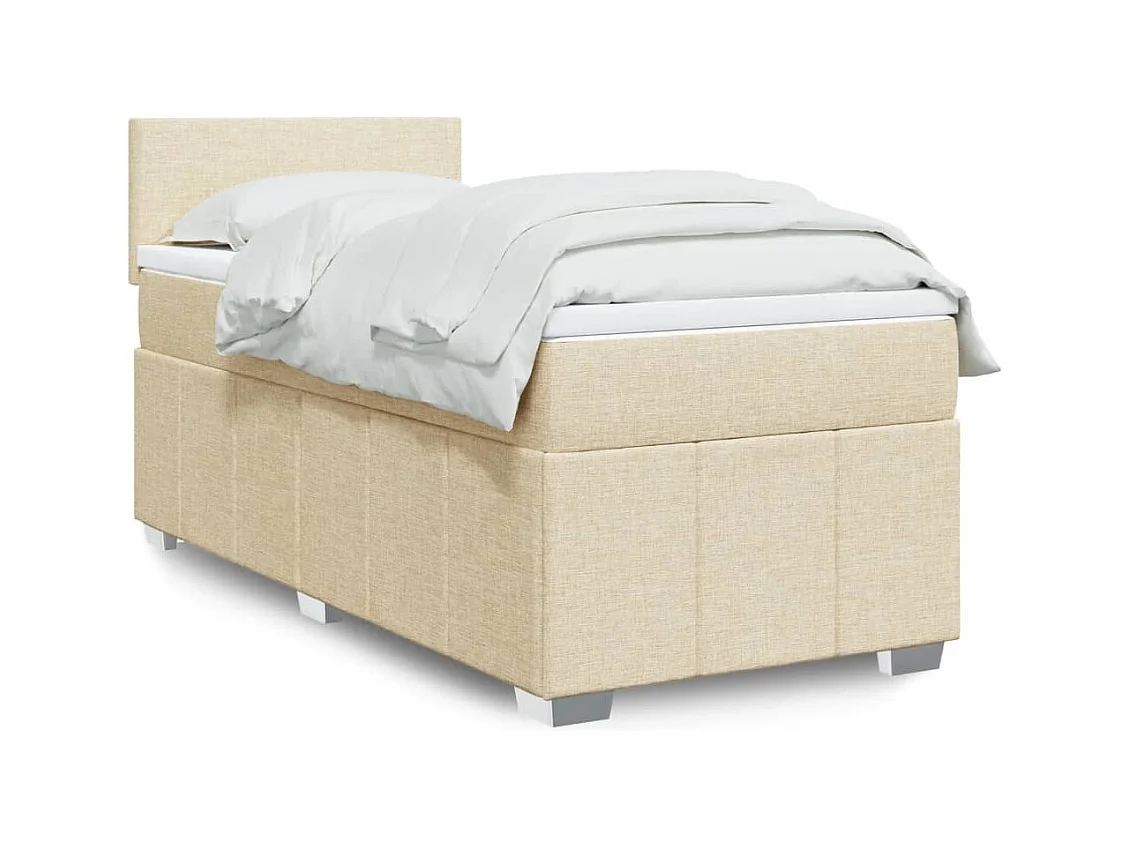 Sommier à lattes de lit avec matelas Crème 100x200 cm Tissu