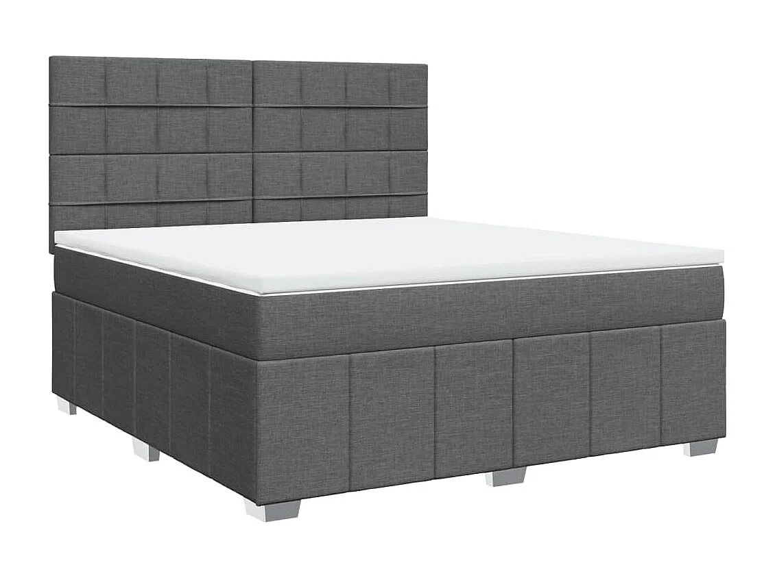 Cama box spring con colchón tela gris oscuro 180x200 cm