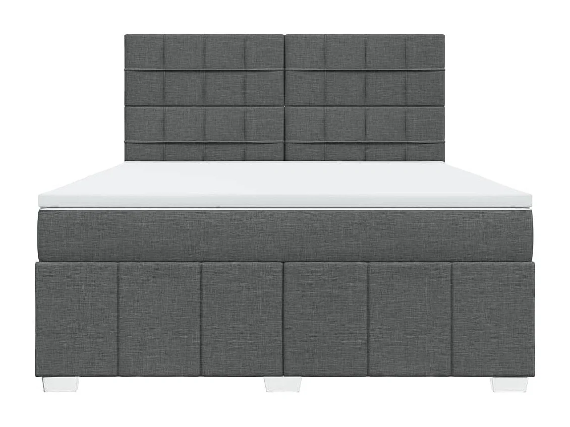 Cama box spring con colchón tela gris oscuro 180x200 cm