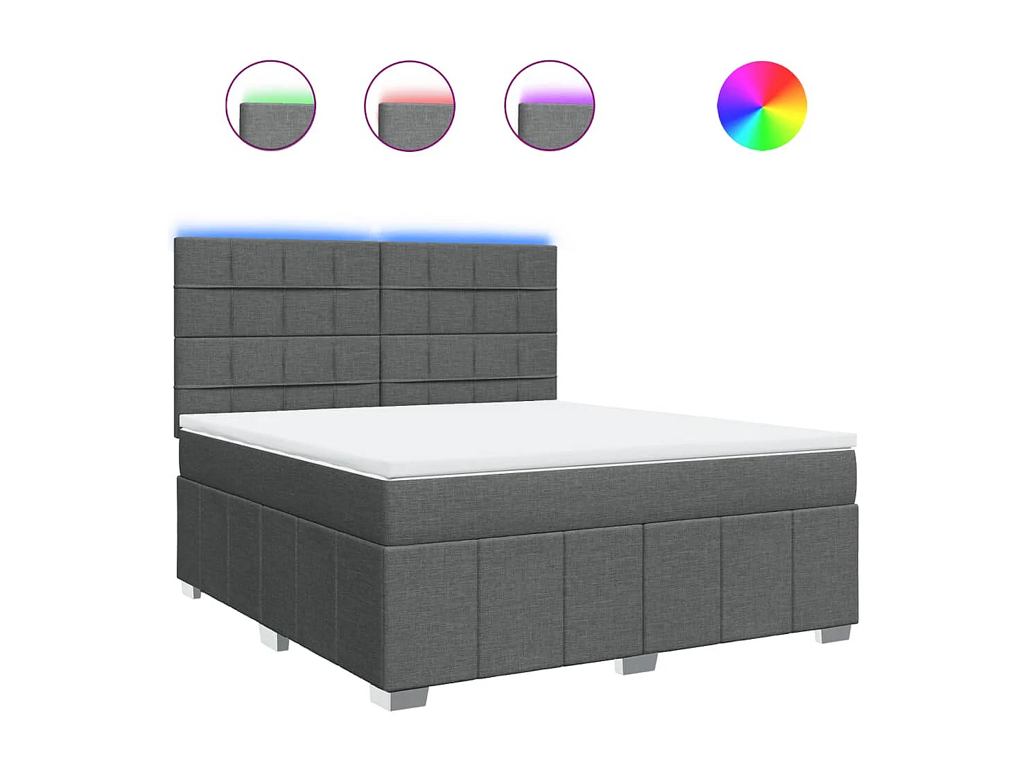 Sommier à lattes de lit avec matelas Gris foncé 180x200cm Tissu