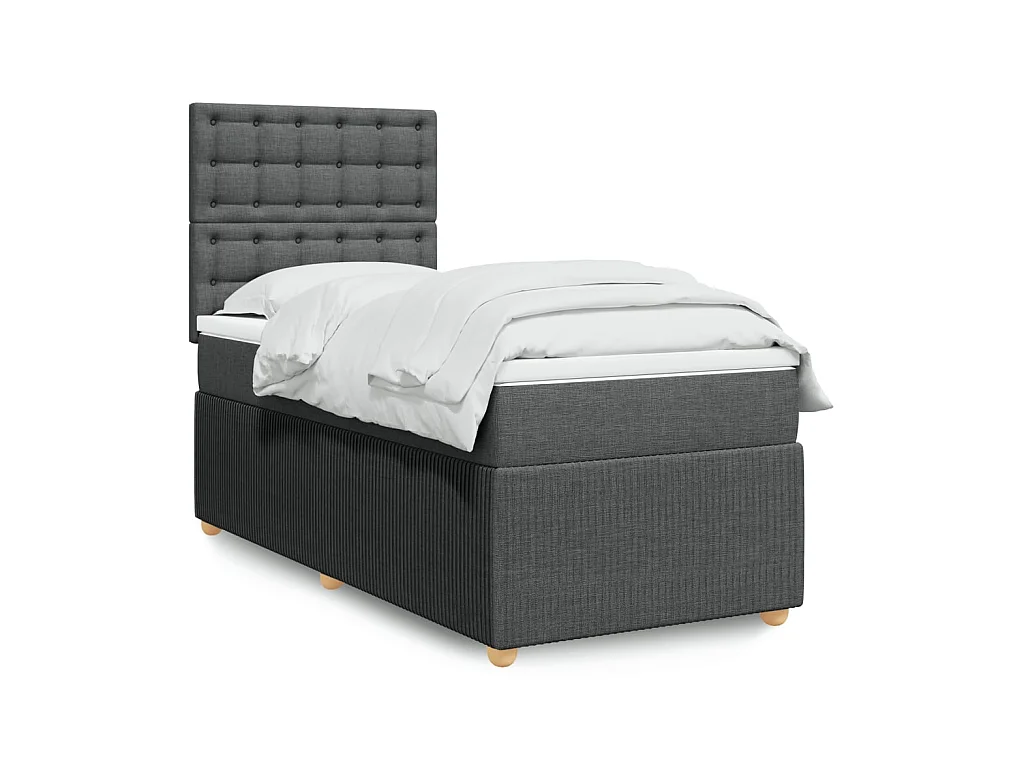 Sommier à lattes de lit avec matelas Gris foncé 90x200 cm Tissu
