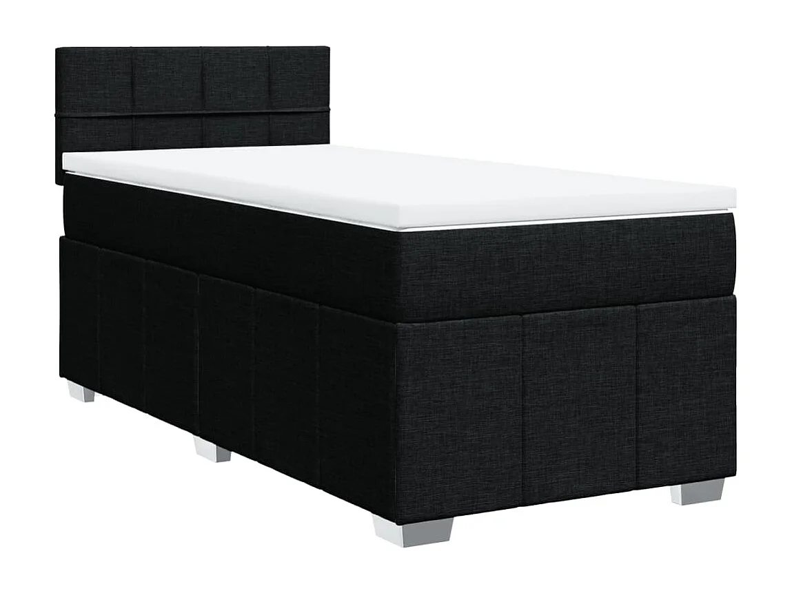 Cama box spring con colchón tela negro 90x200 cm