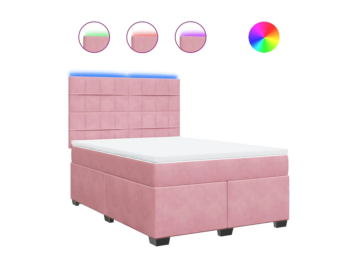 Cama box spring con colchón terciopelo rosa 160x200 cm