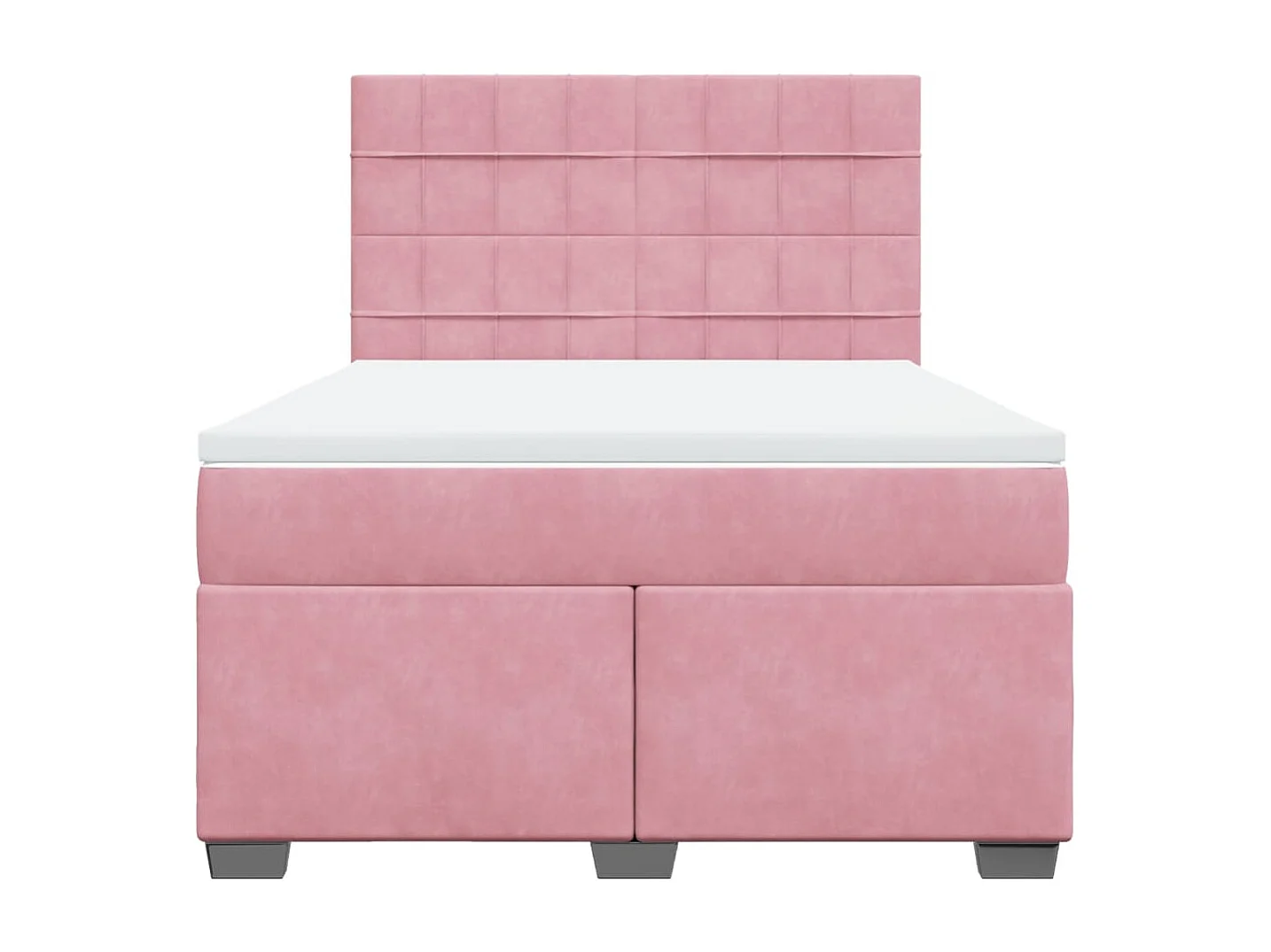 Cama box spring con colchón terciopelo rosa 160x200 cm