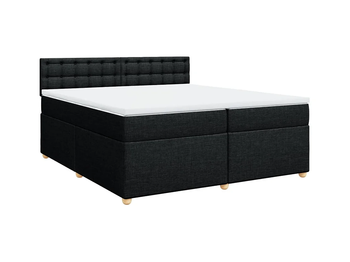 Cama com molas/colchão 200x200 cm tecido preto