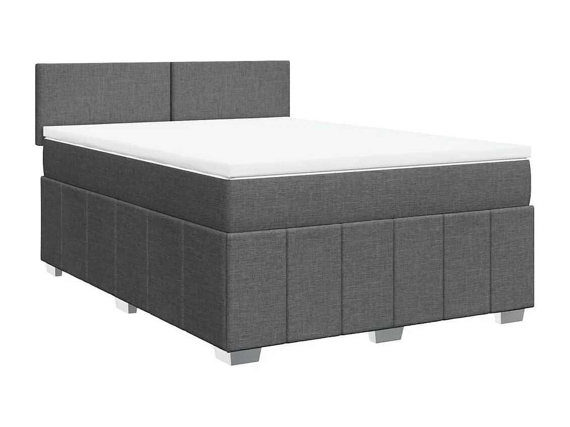 Cama box spring con colchón tela gris oscuro 140x190 cm