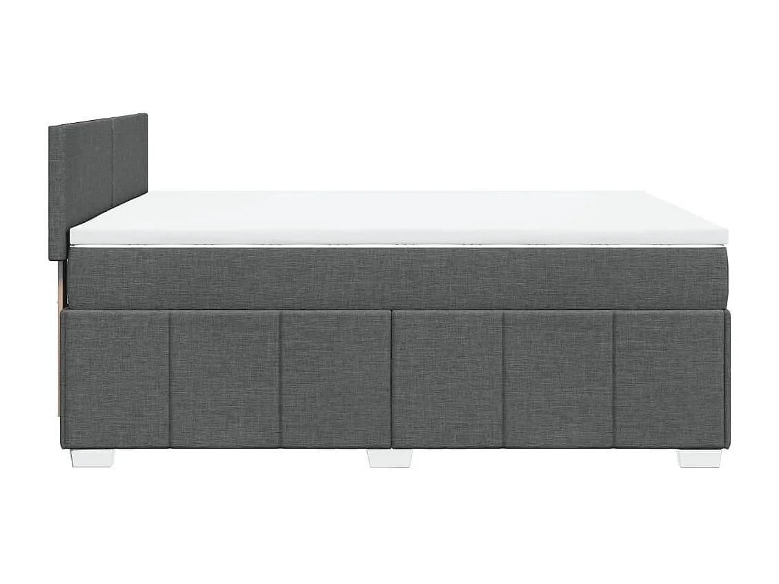 Cama box spring con colchón tela gris oscuro 140x190 cm